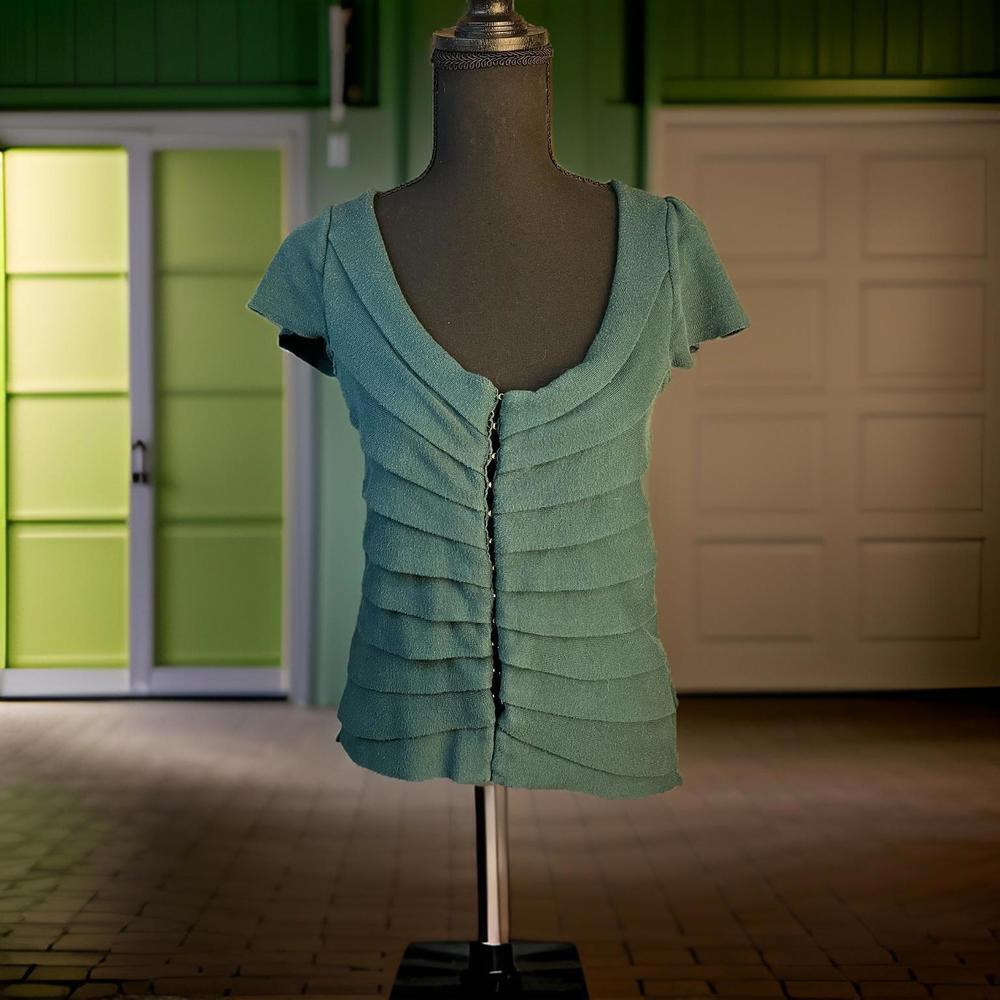 Vintage, Anthro, teal, hook and eye  Short sleeve sweater​